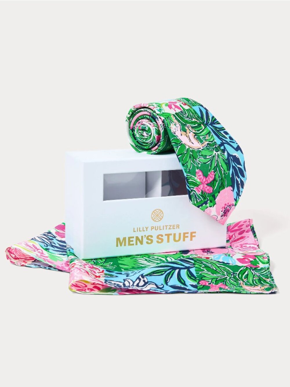 New in Box! Men's Stuff Tie and Pocket Square Set: Multi Party Punch Patch
